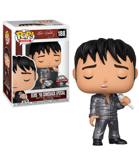 Figura Funko Pop Elvis '68 Comeback Special 188 - Rocks - El Regreso más Brillante del Rey (Edición Especial Diamond)