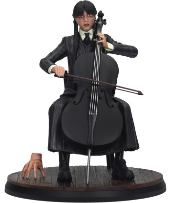 Figura Miércoles Addams con Violonchelo y Cosa - Wednesday SD Toys 15cm - Academia Nevermore
