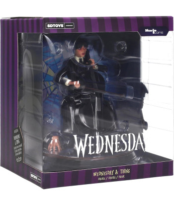 Figura Miércoles Addams con Violonchelo y Cosa - Wednesday SD Toys 15cm - Academia Nevermore