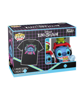Figura Funko Pop Gamer Stitch 1569 - Disney Lilo y Stitch - Pack Especial con Camiseta Talla M