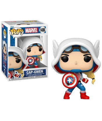 Figura Funko Pop Cap-Gwen 1486 - Marvel Multiverse - Justicia con Estilo Arácnido