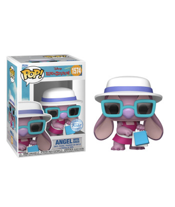 Figura Funko Pop Angel with Bags 1574 - Disney Lilo y Stitch - Edición Especial Glamour con Sombrero