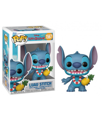 Figura Funko Pop Luau Stitch 1567 - Disney Lilo y Stitch - Con Piña y Collar de Flores