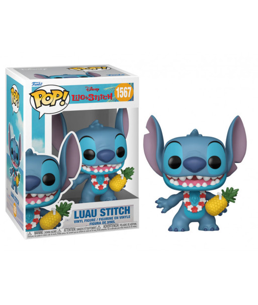 Figura Funko Pop Luau Stitch 1567 - Disney Lilo y Stitch - Con Piña y Collar de Flores