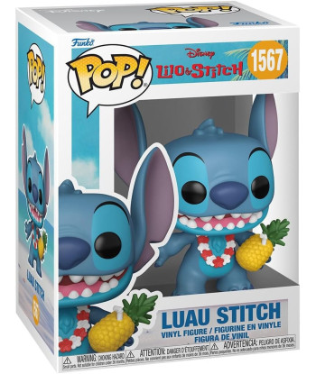 Figura Funko Pop Luau Stitch 1567 - Disney Lilo y Stitch - Con Piña y Collar de Flores