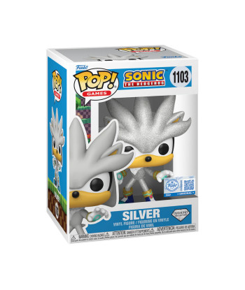 Figura Funko Pop Silver 1103 - Sonic the Hedgehog - Diamond Collection - Viajero del Futuro con Brillo