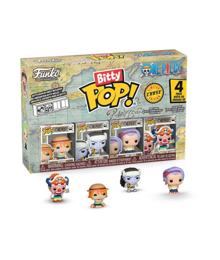 Pack 4 Bitty Pop! One Piece - Nami, Arlong, Nojiko y Buggy - Figuras Miniatura