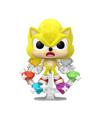 Figura Funko Pop Super Sonic with Emeralds 1059 - Sonic the Hedgehog - Edición Flocked con las 7 Esmeraldas del Caos