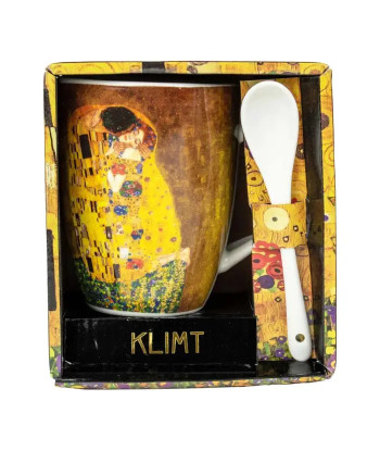 Taza con cuchara en caja klimt el beso 300ml