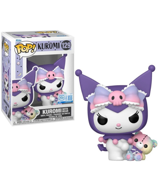 Figura Funko Pop Kuromi with Bear 129 - Sanrio - Dulzura Rebelde con Osito Arcoíris Especial