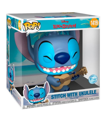 Figura Funko Pop Stitch con Ukelele 1419 - Disney Lilo y Stitch - Edición Especial Jumbo