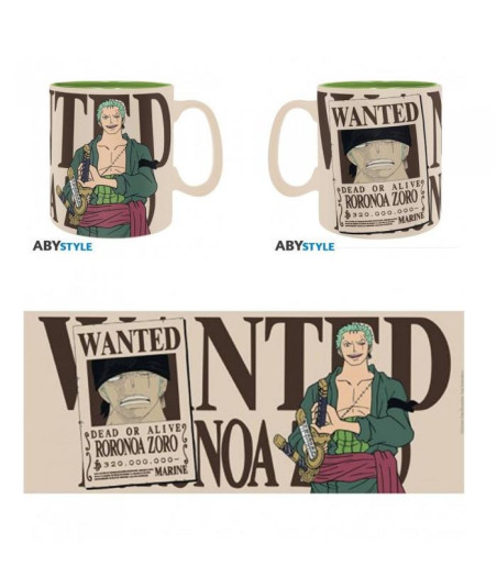 ONE PIECE - Taza - 460 ml - Zoro & Wanted - con caja