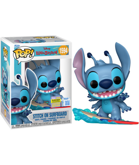 Figura Funko Pop Stitch on Surfboard 1594 - Disney Lilo y Stitch - 2025 Summer Convention Limited Edition