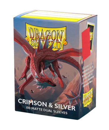 Fundas Standard Matte Dual Crimson & Silver (100) - Dragon Shield