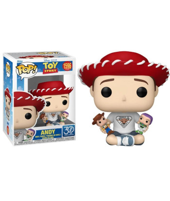 Figura Funko Pop Andy 1596 - Disney Pixar Toy Story 30 Aniversario - Andy con Sombrero de Vaquero y Juguetes