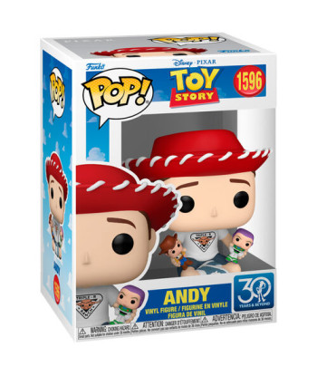 Figura Funko Pop Andy 1596 - Disney Pixar Toy Story 30 Aniversario - Andy con Sombrero de Vaquero y Juguetes