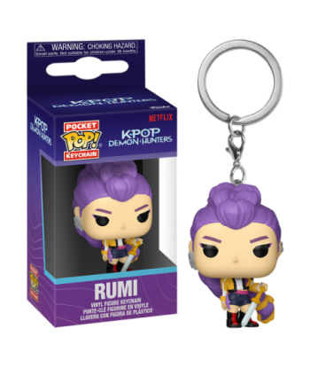 Llavero Funko Pocket Pop Rumi - Netflix K-Pop Demon Hunters - Con Espada, Chaqueta Amarilla y Cabello Púrpura 4 cm
