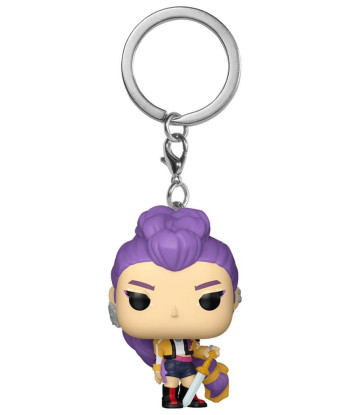 Llavero Funko Pocket Pop Rumi - Netflix K-Pop Demon Hunters - Con Espada, Chaqueta Amarilla y Cabello Púrpura 4 cm