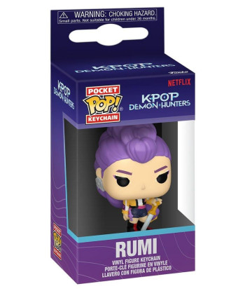 Llavero Funko Pocket Pop Rumi - Netflix K-Pop Demon Hunters - Con Espada, Chaqueta Amarilla y Cabello Púrpura 4 cm