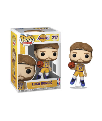 Figura Funko Pop Luka Doncic 217 - NBA Los Angeles Lakers - En Pleno Salto Hacia la Canasta