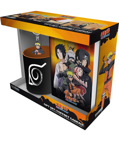 PACK TAZA 320 ML, LLAVERO PVC Y CUADERNO NARUTO SHIPPUDEN