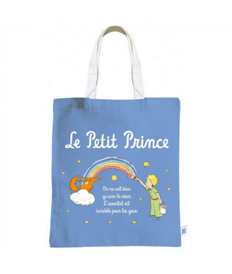 Bolsa de tela en algodón El Principito pintando un arcoíris (38x44cm)