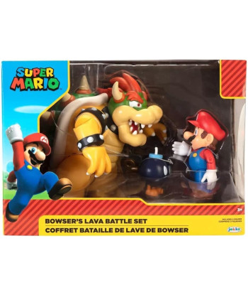 Set Figuras Mario vs Bowser - Bowser's Lava Battle Jakks Pacific 15cm