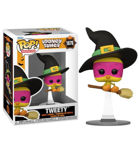 Figura Funko Pop Tweety 1676 - Looney Tunes - Piolín Bruja sobre su Escoba