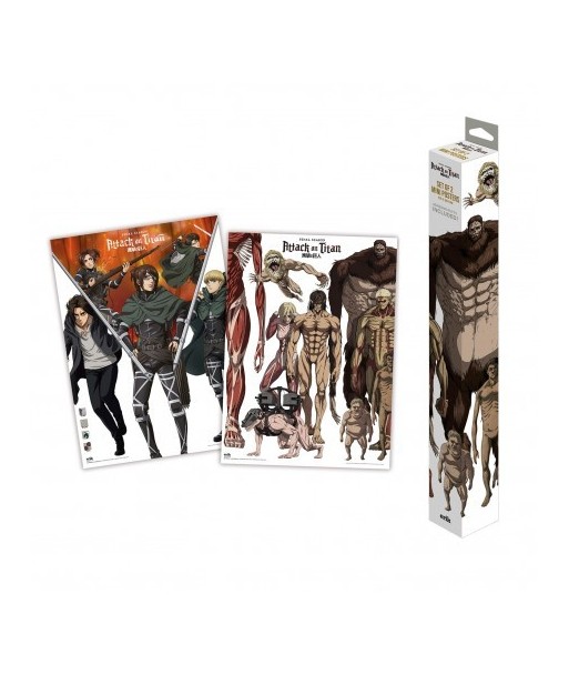 Set de 2 pósteres Attack on Titan 38x52 cm