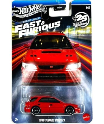Coche Hot Wheels 1999 Subaru Impreza Rojo - Fast & Furious Silver Series Dream Lineup 1:64