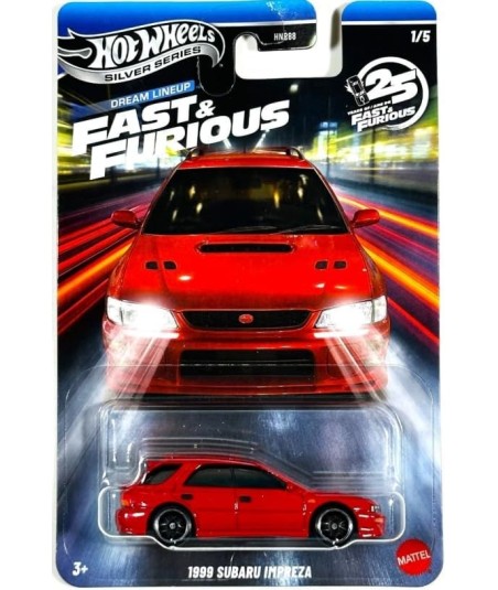 Coche Hot Wheels 1999 Subaru Impreza Rojo - Fast & Furious Silver Series Dream Lineup 1:64
