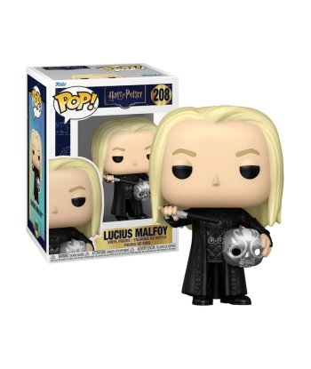 Figura Funko Pop Lucius Malfoy 208 - Harry Potter - Lucius con Varita y Máscara Plateada de Mortífago