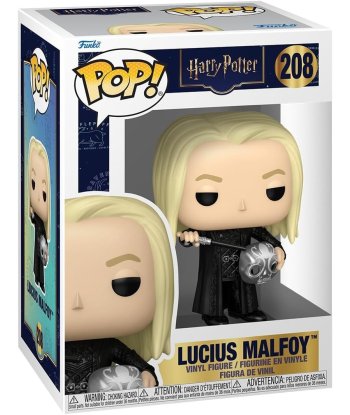 Figura Funko Pop Lucius Malfoy 208 - Harry Potter - Lucius con Varita y Máscara Plateada de Mortífago
