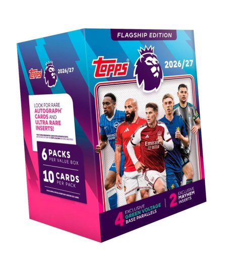 Value Box Premier League Flagship 26/27 Topps - Cartas de Fútbol Exclusivas