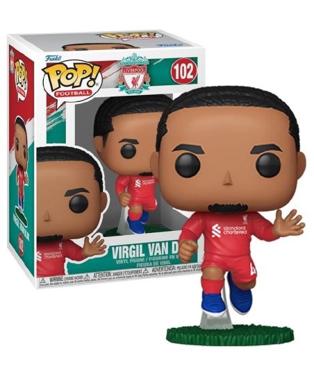 Figura Funko Pop Virgil van Dijk 102 - Liverpool FC - Con la Primera Equipación Roja y el Dorsal 4