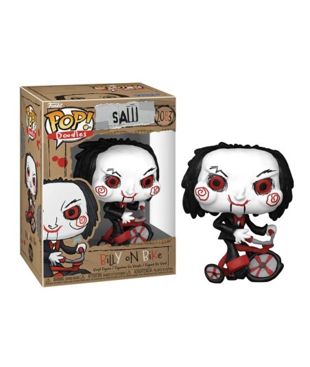 Figura Funko Pop Billy on Bike 2083 - Saw - Muñeco Billy en Triciclo Rojo Estilo Doodles