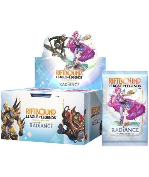 Caja de Sobres Radiance Riftbound League of Legends TCG en Inglés - 24 Sobres con Nuevos Campeones y Cartas Showcase