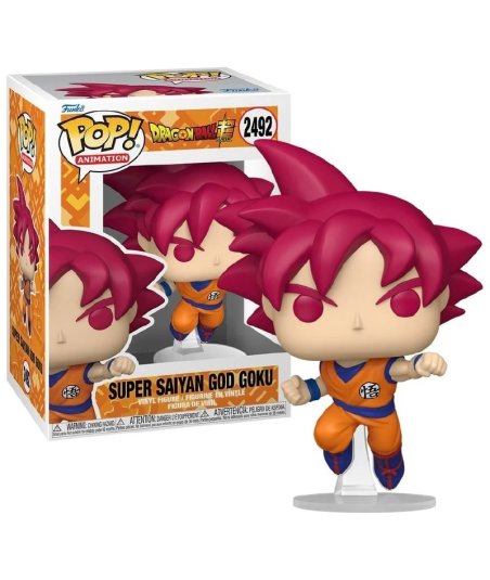 Figura Funko Pop Super Saiyan God Goku 2492 - Dragon Ball Super - Goku Dios con Pelo Rojo en Pleno Salto