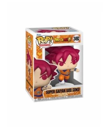 Figura Funko Pop Super Saiyan God Goku 2492 - Dragon Ball Super - Goku Dios con Pelo Rojo en Pleno Salto