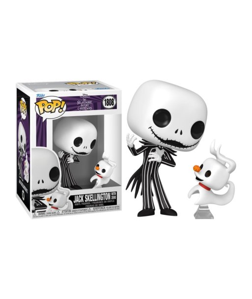 Figura Funko Pop Jack Skellington with Zero 1808 - Pesadilla Antes de Navidad - El Rey Calabaza con su Fiel Perro Fantasma