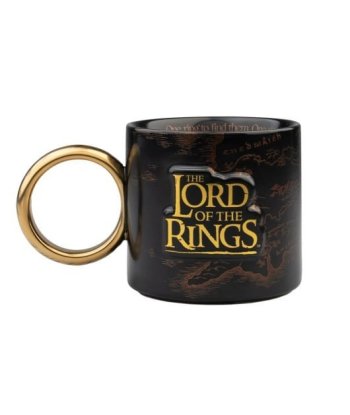 Taza El Señor de los Anillos 350ml - Grupo Erik - Asa del Anillo Único y Mapa de la Tierra Media