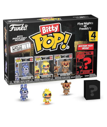 Figura Funko Bitty Pop Pack Nightmare Bonnie, Chica, Freddy & Mistery - Five Nights at Freddy's - Set de 4 con Figura Misteriosa
