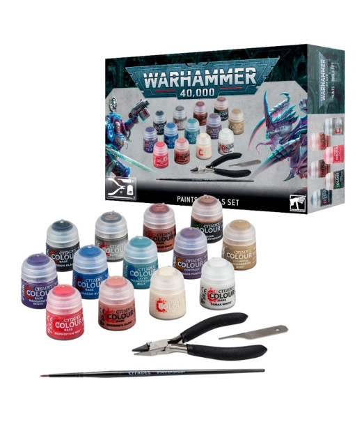 WARHAMMER 40K Paints + Tools Set