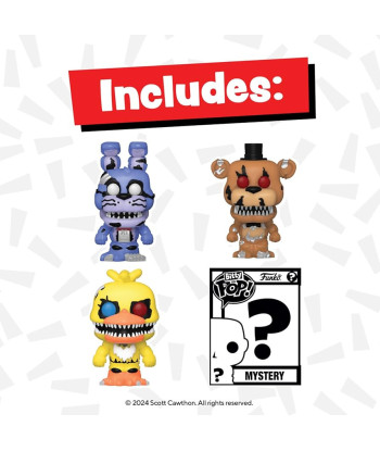 Figura Funko Bitty Pop Pack Nightmare Bonnie, Chica, Freddy & Mistery - Five Nights at Freddy's - Set de 4 con Figura Misteriosa