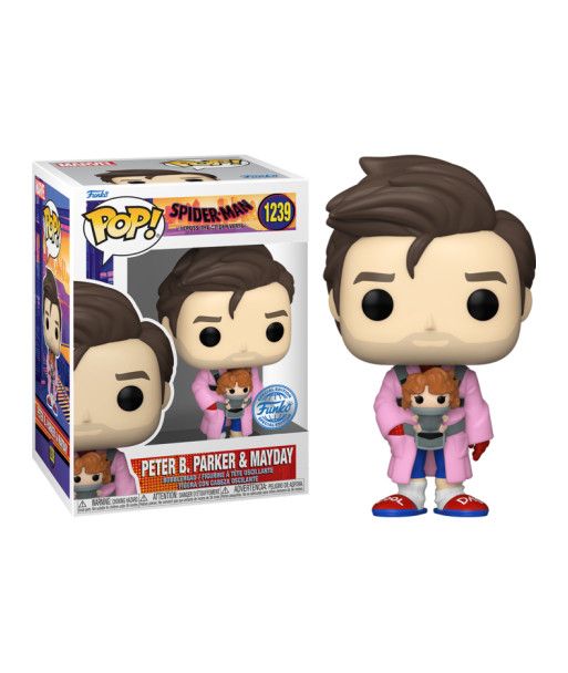Figura Funko Pop Peter B. Parker & Mayday 1239 - Spider-Man: Across the Spider-Verse - Albornoz Rosa Edición Especial